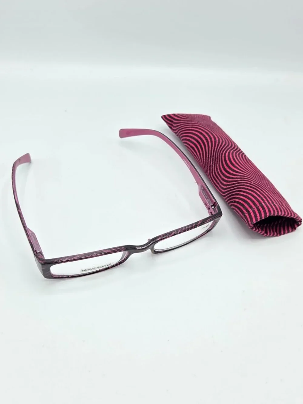 Reading Glasses with Matching Case - Spring Temples +1.00 Pink & Black